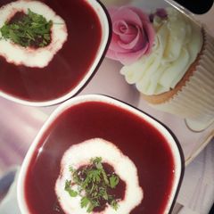 A picture of Tomato beetroot soup.