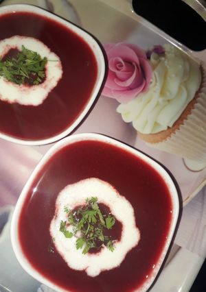 A picture of Tomato beetroot soup.