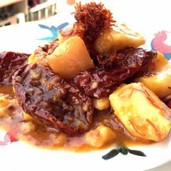 A picture of Pork Belly With Arrowhead Root In XO Sauce.