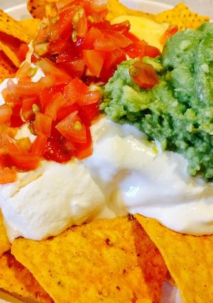 รูปของ นาโชว์ Vegetarian nachos (no beef or bean)