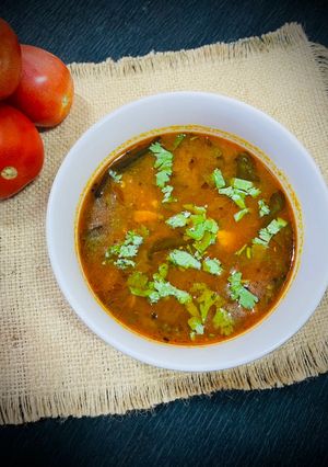 A picture of Tomato Rasam.