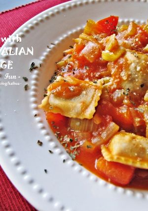 Ravioli。蕃茄義式意大利餃 的食譜成品照片