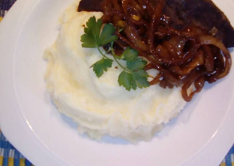 Ox Liver severed with Whipped buttery Mashed Potatoes