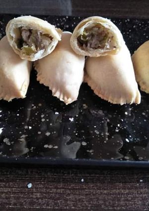 A picture of Farhali bake savory karanji.