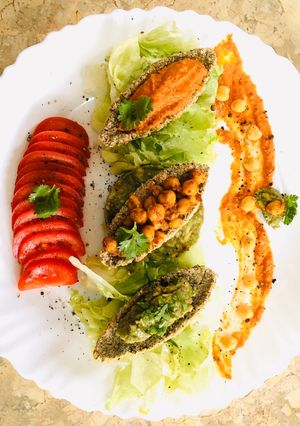 A picture of Vegan chick pea Nugget Boat #healthy#themechallenge.