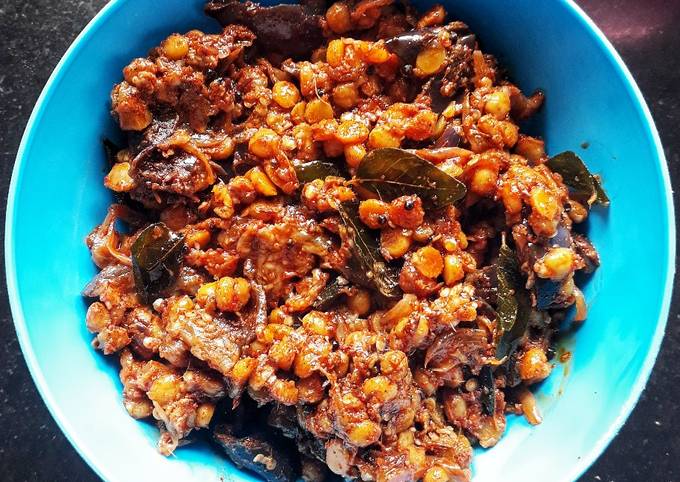 Vankaaya Senagapappu Fry (Brinjal Bengal Gram Fry)