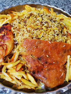 عکسی از دستور عدس پلو با مرغ