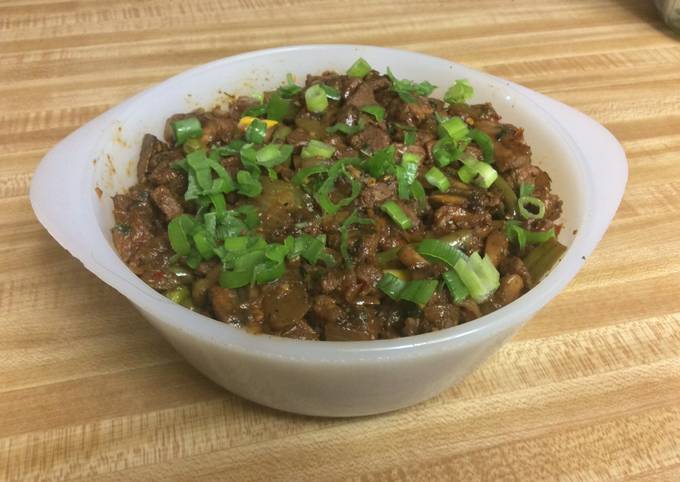 Chilli Beef Mushroom Garlic Stir Fry.