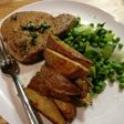 Tuna steaks, rough cut potato and greens