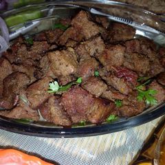 A picture of Tikka boti in karhai.
