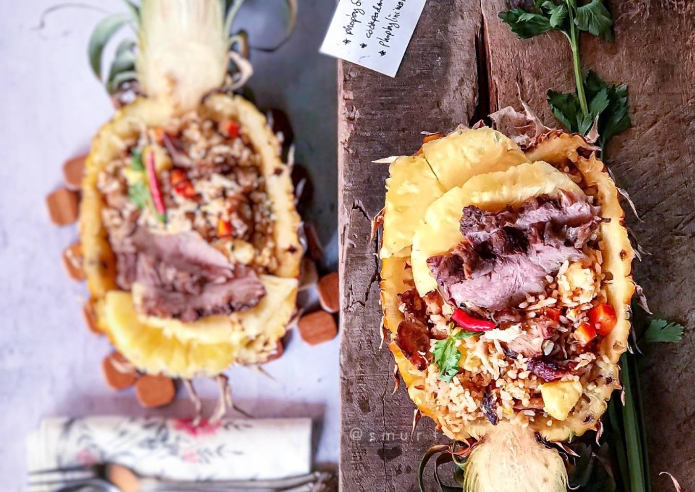 Nasi goreng dengan nanas dan salad daging #phobbylinimohd #batch18