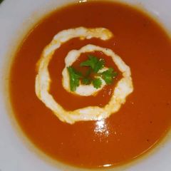 A picture of Creamy tomato carrot soup🍵🍵🍜🍜.