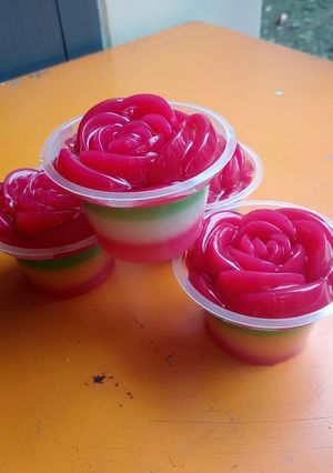 Foto resep Pudinng mawar pelangi (1)