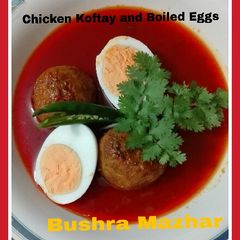 A picture of Chicken Koftay And Boiled Eggs.