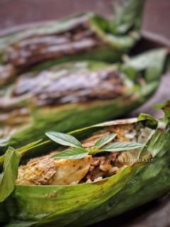 Foto resep Nasi Bakar Rendang, memanfaatkan lauk sisa