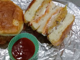 Cheesy shami kabab burger