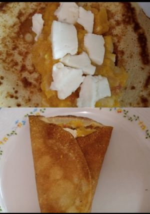 Una foto de Panqueques con relleno de calabaza y champiñones