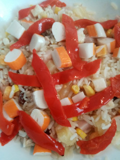 Una foto de Ensalada de arroz con vinagreta de mostaza