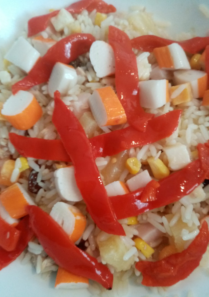 Una foto de Ensalada de arroz con vinagreta de mostaza