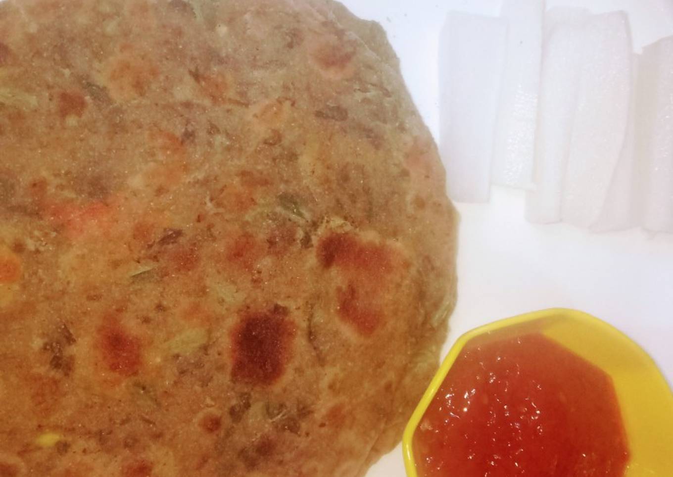 Leftover dal paratha with radish leaves