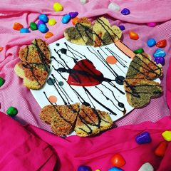 A picture of Heart layered sponge cake.