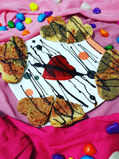 A picture of Heart layered sponge cake.