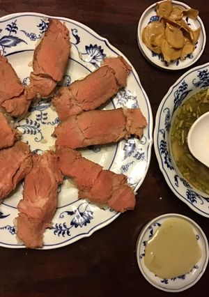 A picture of California Farm Slow Oven Cooked Wagyu Beef Sushi.
