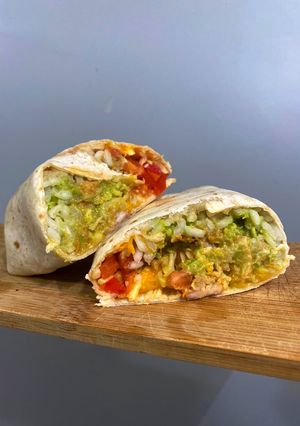A picture of Chicken and Rice Burrito.