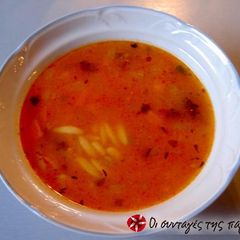 Orzo soup with vegetables A picture of Orzo soup with vegetables.