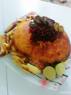عکسی از دستور ته چین مرغ و بادمجان