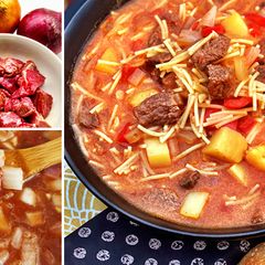 A picture of Peruvian Beef and Noodle Stew.