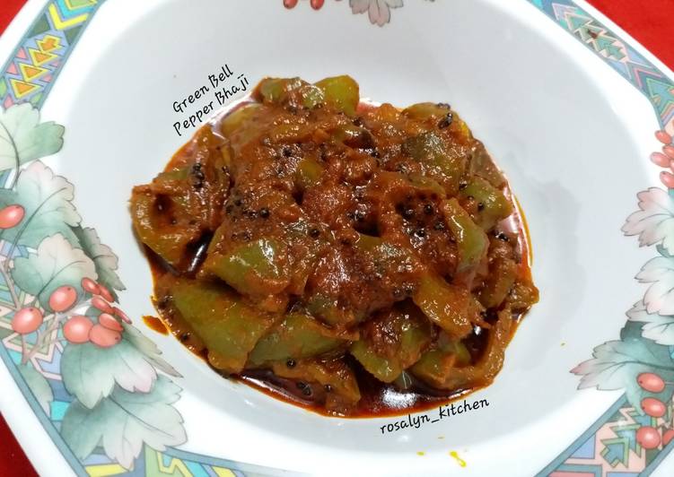 Recipe of Super Quick Homemade Green Bell Pepper Bhaji