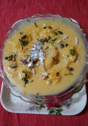 A picture of Leftover rice rasmalaai.