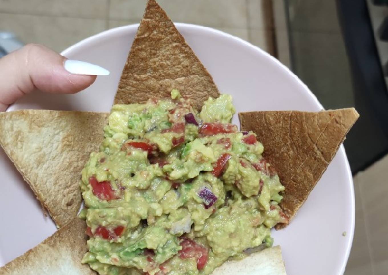 "Nachos" con guacamole saludables