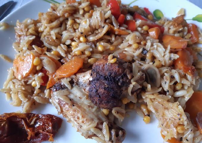Recipe of Quick Rainbow chicken with orzo