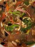 Spicy and sour veggies with black bean egg drop soup 酸辣蔬菜黑豆羹