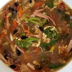 Spicy and sour veggies with black bean egg drop soup 酸辣蔬菜黑豆羹 A picture of Spicy and sour veggies with black bean egg drop soup 酸辣蔬菜黑豆羹.