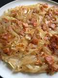 Pan Fried Onion Bacon Cheese Flatbread