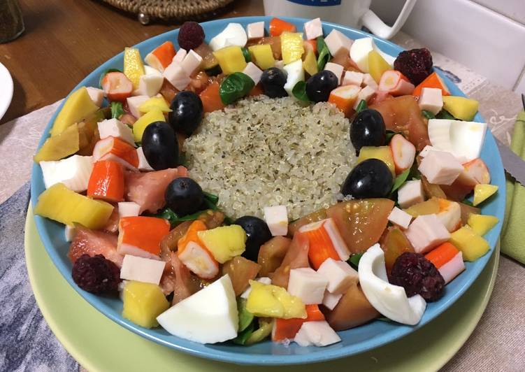 Ensalada De Quinoa Con Tomate Pavo Pina Mango Cangrejo Huevo Duro Y Uvas Receta De Sergio C Gonzalez Cookpad