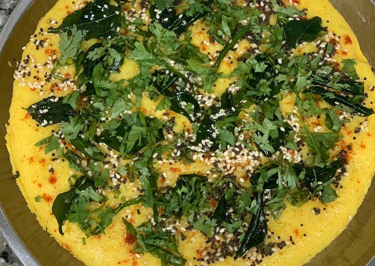 Recipe of Super Quick Homemade Moong Dal Dhokla With Twist