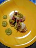 Involtini di pollo con crema di piselli