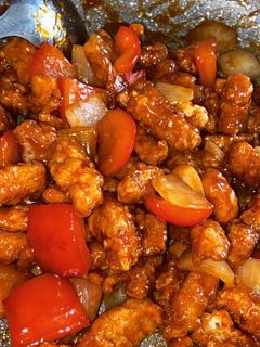Hình của món Thịt heo chiên sốt chua ngọt.