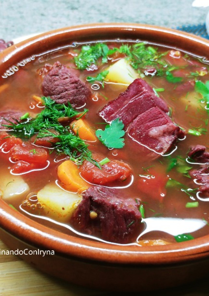 Una foto de Sopa de frijoles rojos o judías pintas
