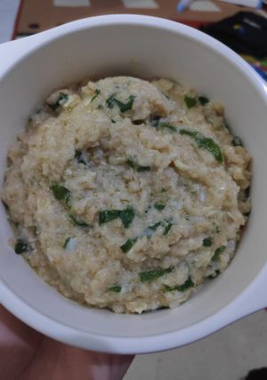 Foto resep Mpasi 8m (oat, bayam, telur puyuh)
