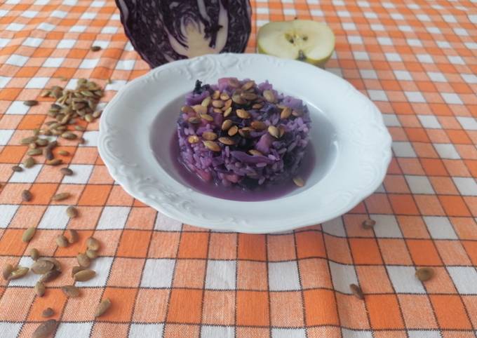 Ricetta di Fatto in casa super veloce Risotto cavolo rosso e mela