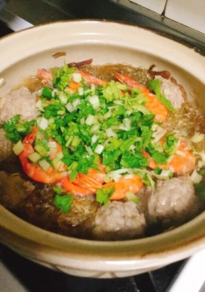 鮮蝦粉絲煲 的食譜成品照片