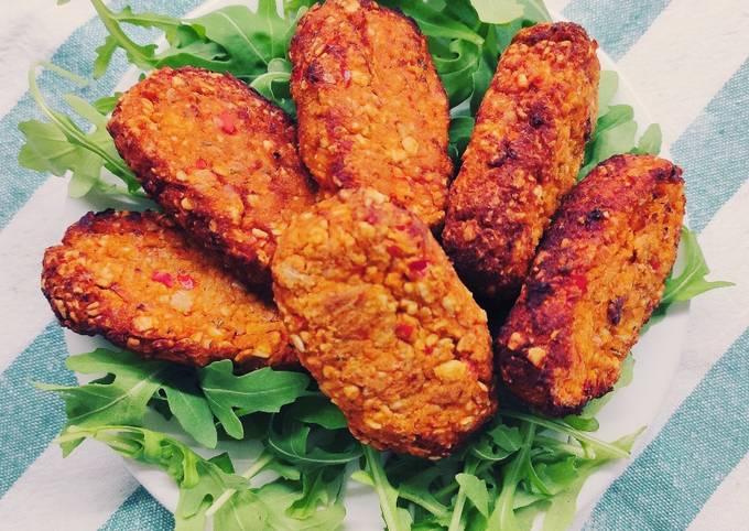 Guida passo passo a Preparare Premiato Nuggets di ceci ai peperoni rossi