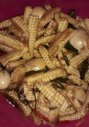 Foto resep Oseng janggel (jagung muda) telur puyuh