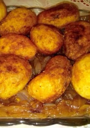 صورة لوصفة بطاطا بالبصلة مذبلة