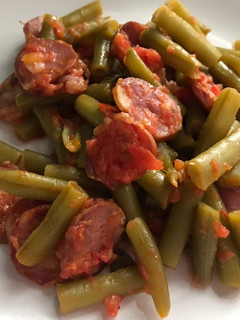 Una foto de Judías verdes con chorizo, en sólo 10’ de olla exprés